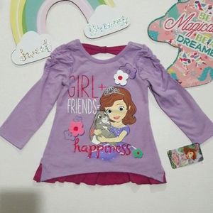 Sofia the First Girls Long Sleeve Top 2T-4T NWT